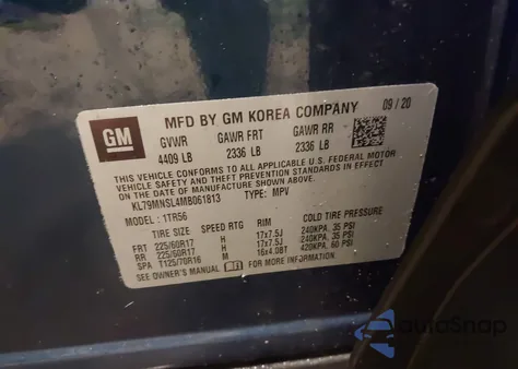 2021 Chevrolet Trailblazer Awd Ls from USA, damaged, VIN KL79MNSL4MB061813